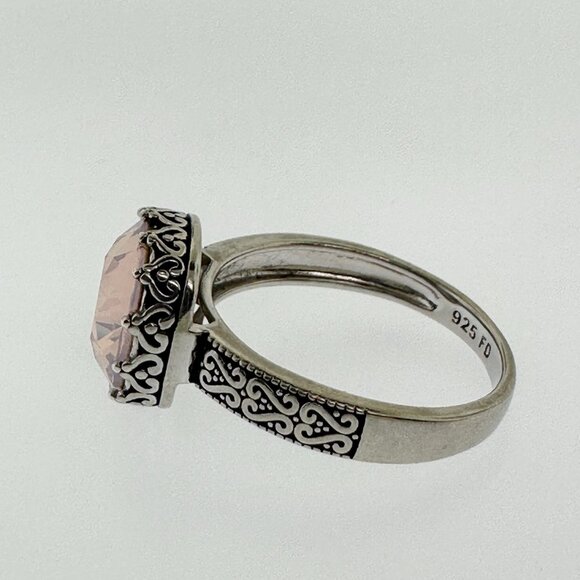925 Sterling Silver Pink Quartz Ring - Size 8.25 - Picture 4 of 11